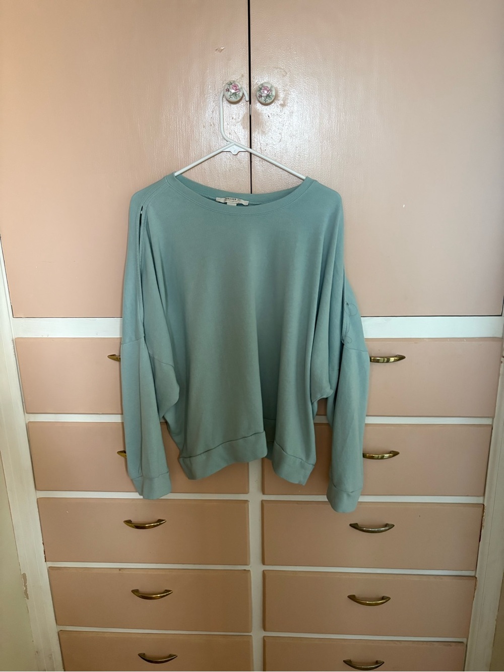 Forever 21 Oversized Crewneck Sweater in Light Teal